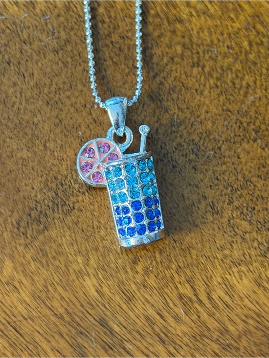 Life’s a Beach Jewelry - Life's a Beach! Blue Crystal Tropical Cocktail Pendant Necklace